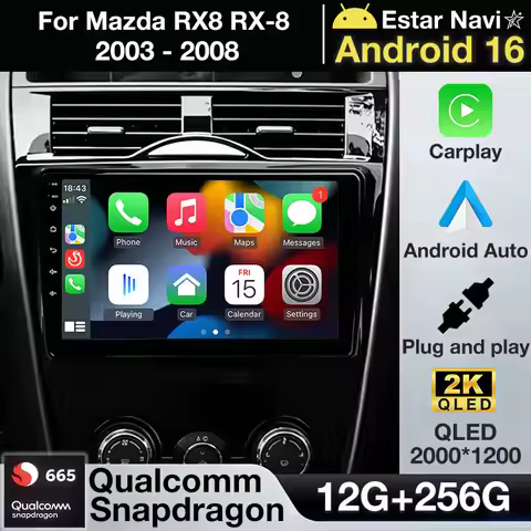 2 Din Android 16 Car Radio For Mazda RX8 RX-8 2003-2007 2008 Multimedia Stereo Receiver Touch Screen
