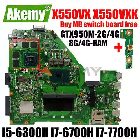 For ASUS X550VX Mainboard 60NB0BB0-MB1103 A550V W50V X550V FH5900V X550VB X550VC X550VQ X550VXR X551