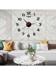 1入組DIY創意時鐘，現代牆貼時鐘（無需打孔）適合客廳臥室家居裝飾