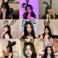 2024 Lace Headband Black Rabbit Ear Headband Prom Lace Headband Female High-End Party Headwear
