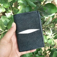 Men's Genuine Stingray Leather Wallet with Diamond Pattern, Black