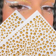 5Pcs 3D Golden Face Rhinestones Stickers Multi-Size Gems Facial Temporary Tattoo Y2K Style DIY Party