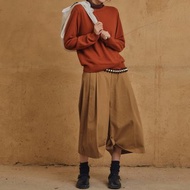 復古多口袋工裝褲 | 壓褶設計低腰錐形褲 | 香草咖啡雙色九分款