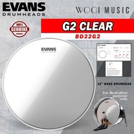 Evans BD22G2 G2 Clear Bass Drumhead (Batter) 22'' - Made In USA