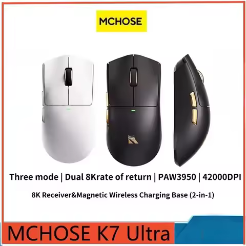 MCHOSE K7 Ultra 4200DPI 750IPS Three Mode PAW3950 Lightweight Dual 8K Wireless Game E-sports Office 