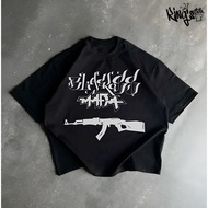 STREETWEAR MAFIA AK47 ART PREMIUM DESIGN BLACK WHITE UNISEX COTTON COMBED 24S REGULAR FIT - 179