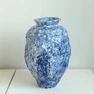 Wabi Sabi Ceramic Vase Handmade Hammered Texture Zen Countertop Ornament Vintage Coarse Pottery Jar 