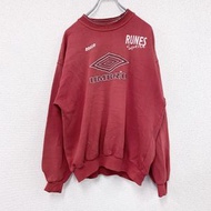 90年代古著UMBRO衛衣/運動衫，褪色，大logo，復古紅色， L碼