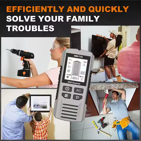 HW-710 6 In 1 Wall Detector Handheld Metal Detection Nail Finder Metal Depth Measurement Finder Scan