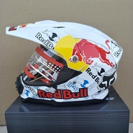 Red Bull Helmet White Motorcycle Full Face Off-road Helmet Red Bull Motorcycle Racing Helmet (in Sto