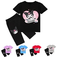 2026 E-commerce Children's Clothing Kuromi Kuromi Fashion Printed Short-Sleeved T-Shirt Summer+Short