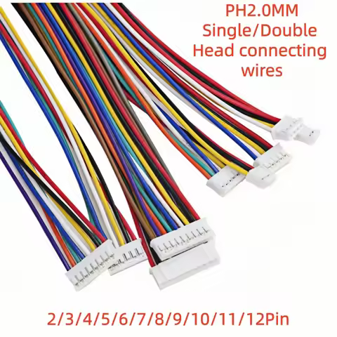 PH 2.0 Male Wire Connector Pitch PH2.0mm Plug Jack Terminal Cable - Various Sizes 2P-12P Multiple Le