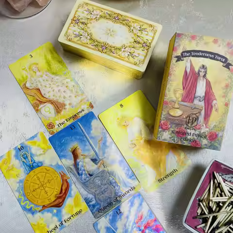 The Tenderness Tarot 78 Cards Guidebook PDF Embossing Colored Pencil Gold Gilded Edge Standard Mini 