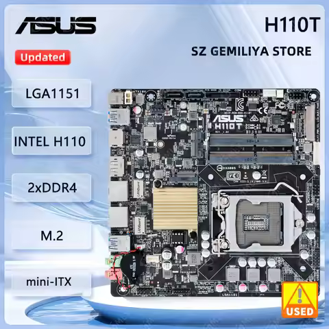 Asus H110T Mini-ITX Motherboard LGA 1151 Intel H110 2×DDR4 32GB support Core 6100 6500 7400 7700 G45