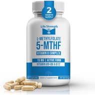 L-ylfolate 15mg + Vitamin B Complex - 5-MTHF, B6 & B12 ylcobalamin - 60 Capsules - Professional Stre