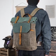 防水油蠟帆布背包 美式復古男生雙肩包旅行包電腦包 大容量