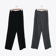 [CUMAR] Waist Headband Pleated Trousers Black Gray