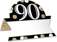 Big Dot of Happiness Adult 90th Birthday - Gold - Birthday Party Tent Buffet Card - Table Setting Na