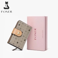 FOXER Women PVC Signature Wallet Purse Embossing Female Short Wallet Ladies Card Holder Fashion Coin
