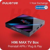 【Pre-install Apps】H96 Max 4GB 64GB Android Box RK3318 Android 10 TV 8K/4K 2.4G/5G WiFi Bluetooth PULIERDE IPTV Singapore Smart Set Top Box for TV
