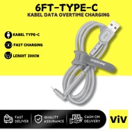 Overtime Charging 2 in 1 Stand USB to Type C Data Cable Length 2m // 6FT