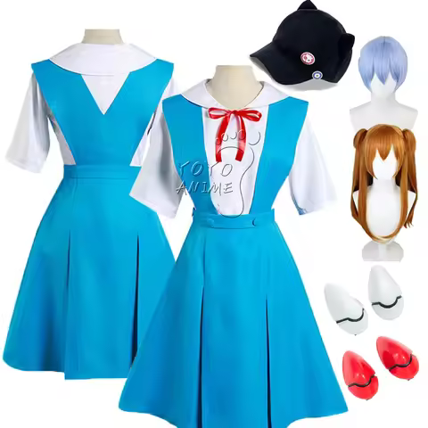 Rei Ayanami Cosplay Costume Asuka Langley Soryu Cosplay Girl Women School Uniform Dresses Wig Hair C
