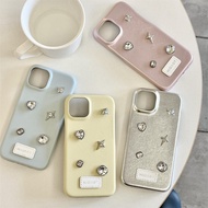 Cute Macaron Leather Pattern Phone Case for IPhone 15 14 Pro Max 13 12pro Max 11 Hard Shockproof Diamond Protective Cover Accessories