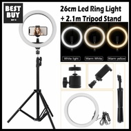 26cm LED Ring Light with 2.1M Tripod Stand Youtuber FB Live Mobile Phone Shooting Lightning Tiktok L