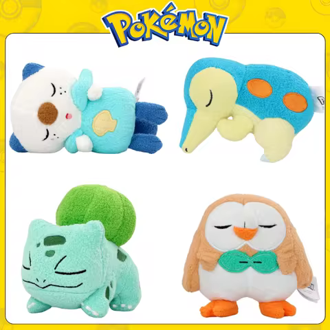 Pokemon Sleeping Oshawott Bulbasaur Plush Toys Cute Anime Cyndaquil Rowlet Eevee Stuffed Plushies Ca