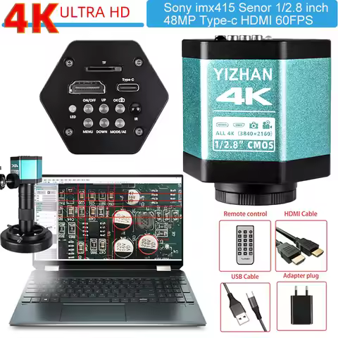 SONY Sensor 4k 48MP/13MP HDMI USB VGA Video Microscope Camera,C-Mount Digital Camera Via Type Measur