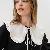 SUUBE Official Ruffle Collar Wing(เฉพาะปก) - Black , Off white ปกเสื้อ มีระบาย เชือกผูกด้านหน้า ผ้าล