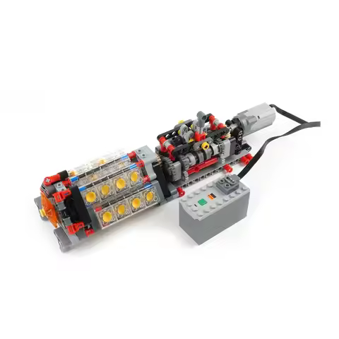 High-Tech Transparent V16 Engine Small Building Blocks 6-Speed Transmission Mechanical Assembly Bric