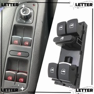 LET Window Control Switch, ABS 5ND959857 Car Window Lifter, Auto Accessories Chrome 8 Pins Master Electric Window Switch for VW/ Jetta /Tiguan /Golf /GTI MK5 MK6 Passat