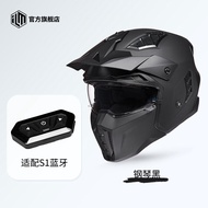 Retro Three-Quarter Motorcycle Helmet Mens Full Face Womens Half Helmet Winter 3C ILM Support Blueto