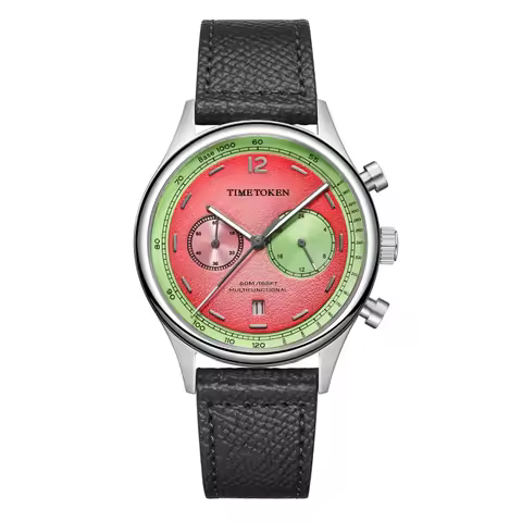 Japan Miyota OS21 Movement 2026 New Men's Watch Watermelon Dial Waterproof Chronograph Domed Sapphir