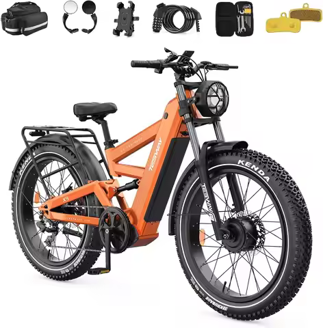 X9 Ultra Dual Motor Ebike, 26" Fat Tire Full Suspension AWD Electric Bike for Adults, 4000W 43MPH 24