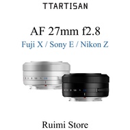 TTArtisan 27mm f2.8 Auto Focus APS-C Lens For Fuji X / Sony E / Nikon Z Mount Cameras