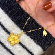 Gold Color Cherry Blossom Necklace 14K Gold Flower Pendant Necklace