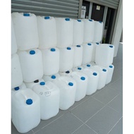 Tong air 35 liter terpakai RM13, Jerry can used, bekas minuman, food grade, murah, selamat digunakan, putih transparent!