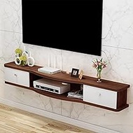 Floating TV Stand Wall-Mounted Shelf/TV Cabinet Entertainment Center Cabinet Component,Wall Mounted Media Console,with 2 Drawers Home Furniture (Color : White Red, Size : 100x24x18cm)