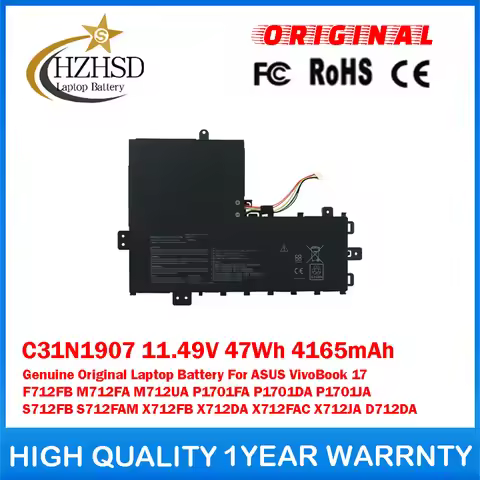 C31N1907 11.49V 47Wh 4165mAh Genuine Original Laptop Battery For ASUS VivoBook 17 F712FB M712FA M712