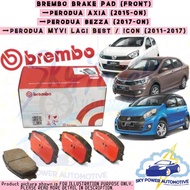 BREMBO PERODUA MYVI LAGI BEST / ICON / AXIA / BEZZA BRAKE PAD (FRONT)