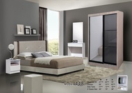 Queen Bedroom Set Bilik Tidur Queen Bed Wardrobe Mirror Sliding Door Katil Almari Baju