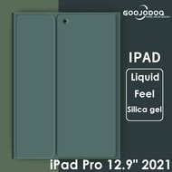 เคส GOOJODOQ iPad Pro 12 9 Case 2021 12.9นิ้ว12.9 "เจลซิลิโคนเหลวนุ่ม Super หนาเคสฝาครอบอัจฉริยะป้อง