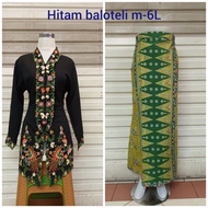 kebaya encim bordir lengan panjang - hitam 4l