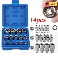 YANE 14PCS/Set Hexagon Socket Nut Socket, E4-E24 External Hex Wrench Head Star Socket Set, Versatili