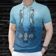 2025 Bohemian Style Polo Shirts for Men Barong Tagalog for Man Short Sleeve Retro Ethnic Printed Pol