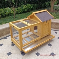 ST-🚤Outdoor Dwarf Rabbit Cage Household Rabbit Villa Rabbit Cage Supplies Rutin Chicken Coop Wooden House Luxury Rabbit