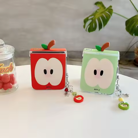 Cute Creative 3D Fruit Petiole Pendant Case for Samsung Galaxy Z Flip7 6 5 for Xiaomi MixFlip2 mixfl