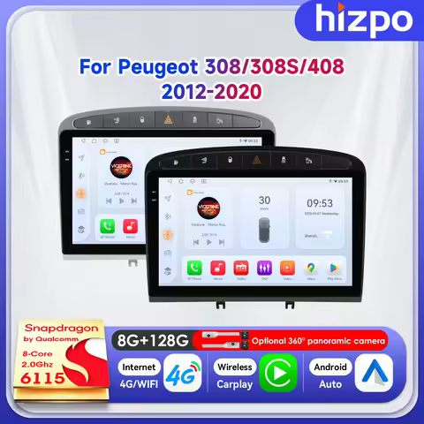 Hizpo 9 Inch Wireless Smart Multimedia For Peugeot 308 308SW 1 2007-2015 For Peugeot 408 1 2012-2020